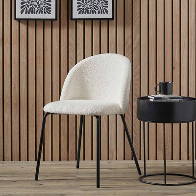 Pacific Lifestyle Dining Turi Bouclé Fabric and Black Metal Dining Chair House of Isabella UK
