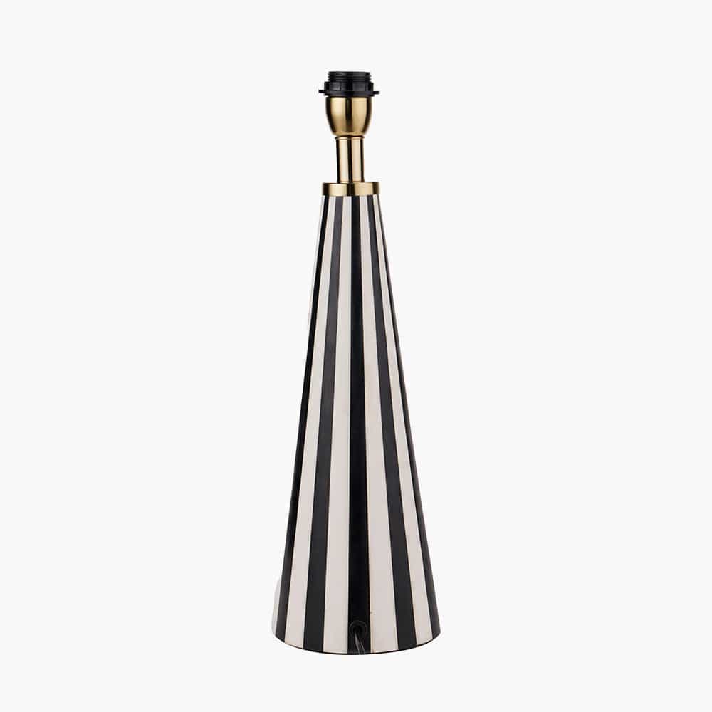 Pacific Lifestyle Lighting Alejo Black and White Stripe Conical Resin Table Lamp House of Isabella UK