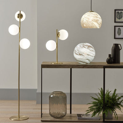 Pacific Lifestyle Lighting Asterope White Orb and Gold Metal Floor Lamp House of Isabella UK