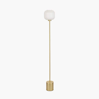 Pacific Lifestyle Lighting Bella White Ribbed Glass & Gold Metal Squoval Floor Lamp House of Isabella UK