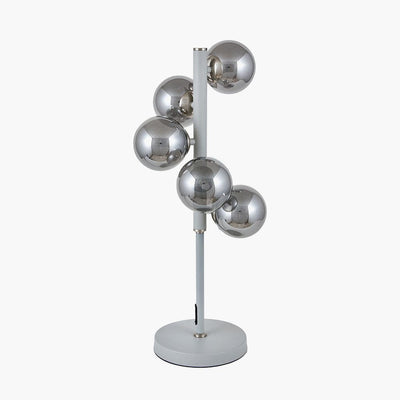 Pacific Lifestyle Lighting Blair Smoke Glass Ball and Grey Metal Table Lamp | OUTLET House of Isabella UK