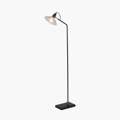 Pacific Lifestyle Lighting Canton Matt Black Metal and Glass Cone Floor Lamp House of Isabella UK