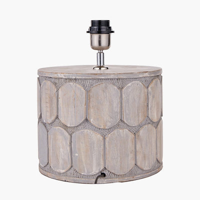 Pacific Lifestyle Lighting Cezara Embossed Grey Wood Wide Table Lamp House of Isabella UK
