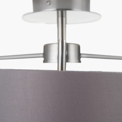 Pacific Lifestyle Lighting Elin Brushed Silver & Steel Grey 3 Light Pendant House of Isabella UK