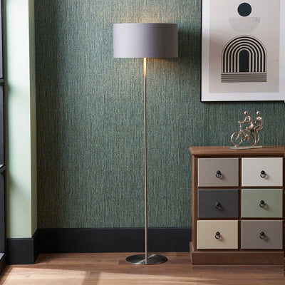 Pacific Lifestyle Lighting Elin Brushed Silver & Steel Grey Floor Lamp House of Isabella UK