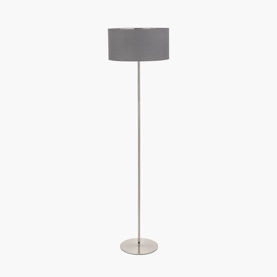 Pacific Lifestyle Lighting Elin Brushed Silver & Steel Grey Floor Lamp House of Isabella UK