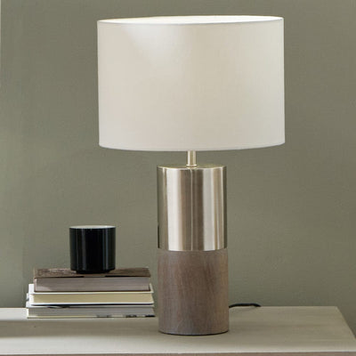 Pacific Lifestyle Lighting Etosha Grey Wood and Silver Metal Table Lamp House of Isabella UK