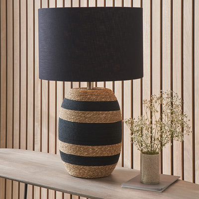 Pacific Lifestyle Lighting Kalutara Black and Natural Sea Grass Tall Table Lamp House of Isabella UK
