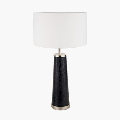 Pacific Lifestyle Lighting Laurence Black Croc Leather and Silver Table Lamp House of Isabella UK