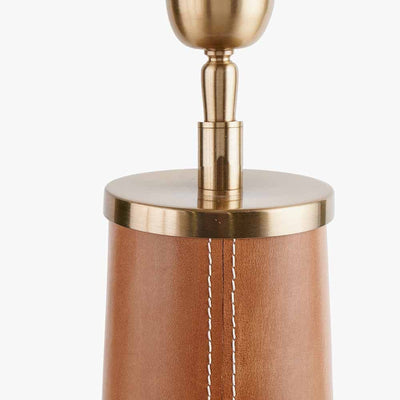 Pacific Lifestyle Lighting Laurence Tan Leather and Brass Table Lamp House of Isabella UK