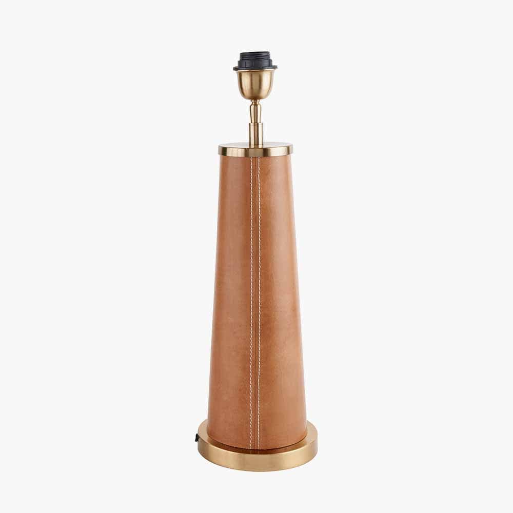 Pacific Lifestyle Lighting Laurence Tan Leather and Brass Table Lamp House of Isabella UK