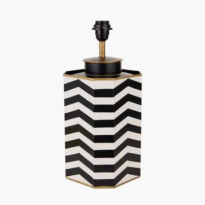 Pacific Lifestyle Lighting Oskar Black and White Chevron Hand Painted Metal Table Lamp House of Isabella UK