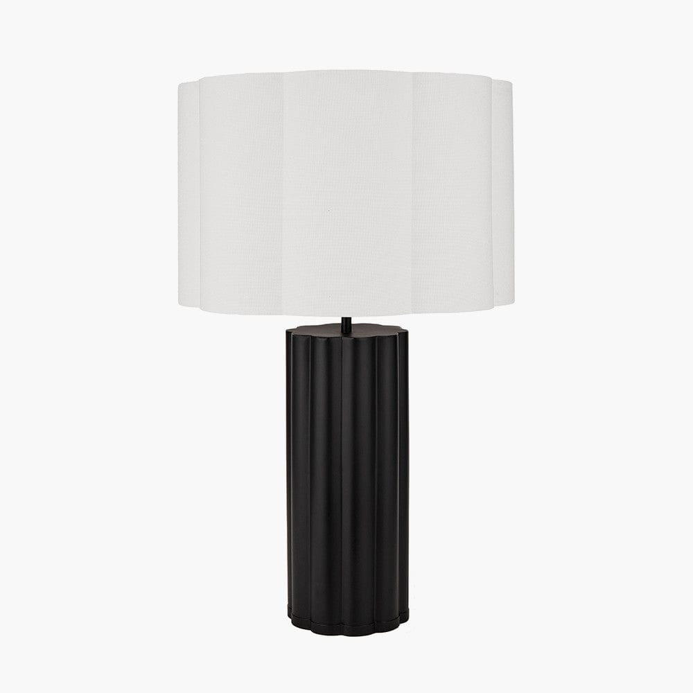 Pacific Lifestyle Lighting Petula Black Metal Scallop Table Lamp with Bloom 45cm White Handloom Scalloped Cylinder Shade House of Isabella UK
