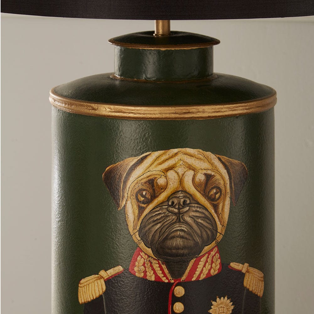 Pacific Lifestyle Lighting Pug Green Hand Painted Dog Metal Table Lamp House of Isabella UK