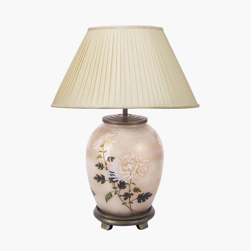 Pacific Lifestyle Lighting RHS Chrysanthemum Medium Oval Glass Table Lamp House of Isabella UK