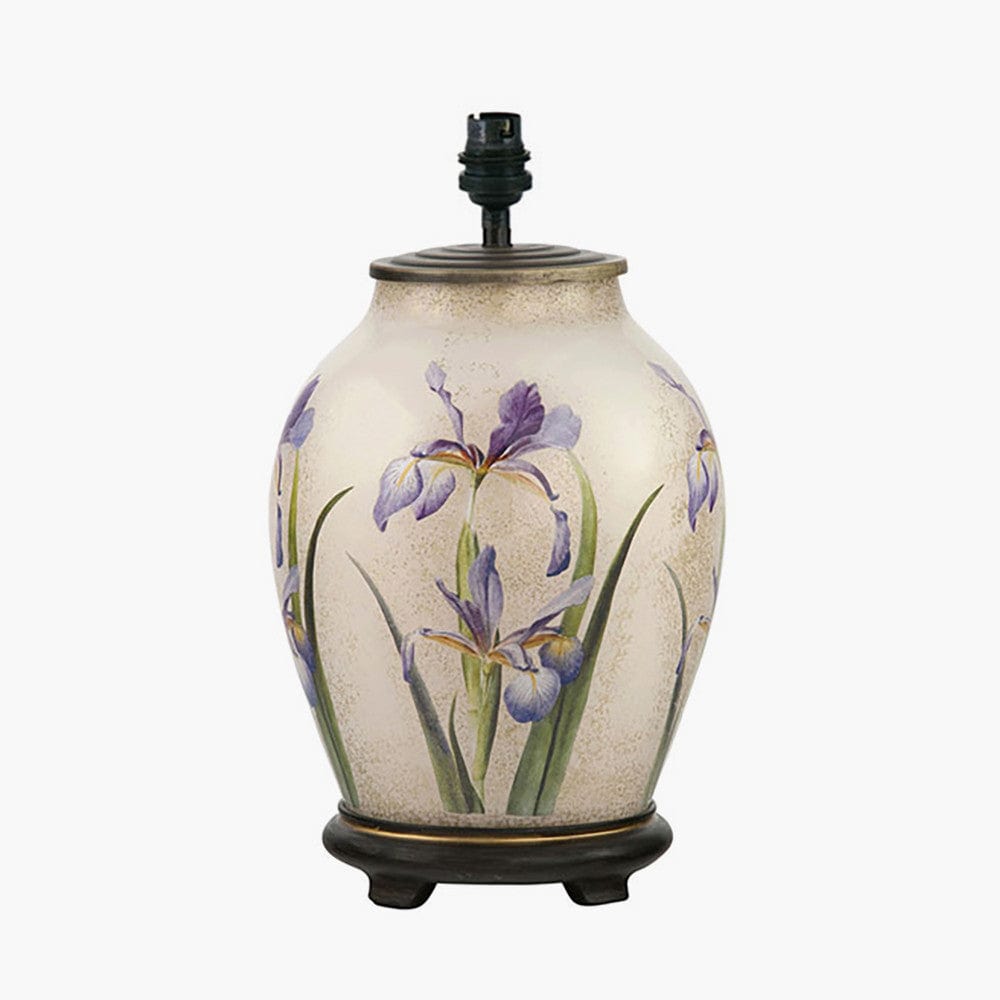 Pacific Lifestyle Lighting RHS Purple Iris Medium Glass Table Lamp House of Isabella UK