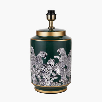 Pacific Lifestyle Lighting Saskia Forest Green Tall Cheetah Ceramic Table Lamp House of Isabella UK