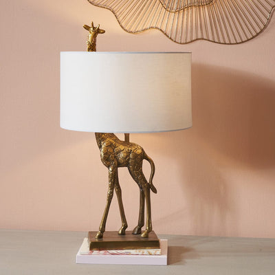 Pacific Lifestyle Lighting Savanna Antique Brass Metal Giraffe Table Lamp | OUTLET House of Isabella UK