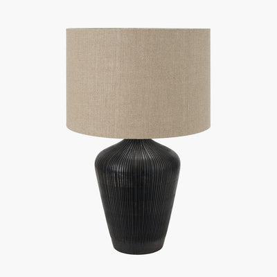 Pacific Lifestyle Lighting Taika Antique Black Textured Wood Table Lamp House of Isabella UK