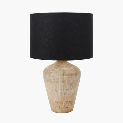 Pacific Lifestyle Lighting Taika White Wash Textured Wood Table Lamp House of Isabella UK
