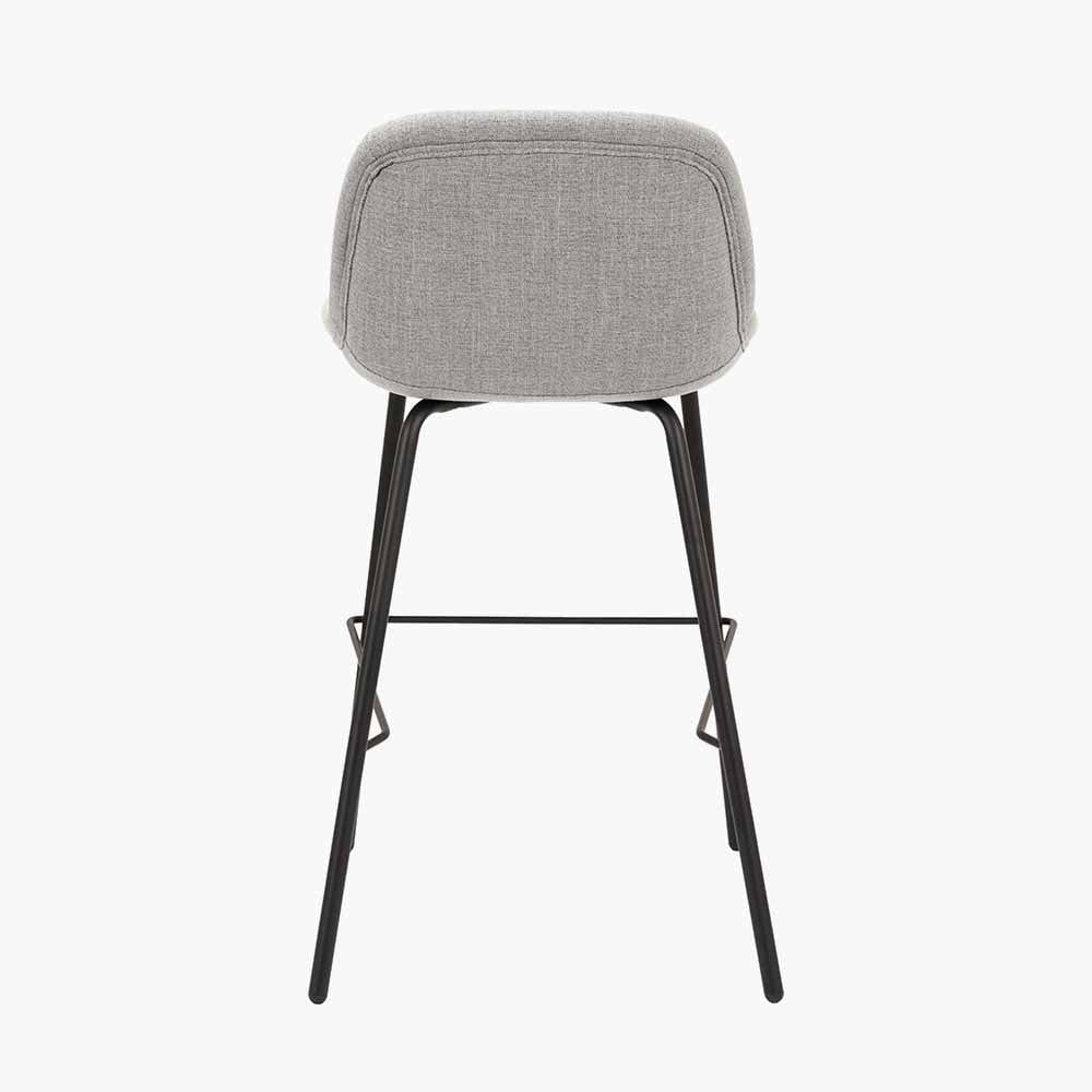 Pacific Lifestyle Living Alba Grey Linen Mix and Black Metal Bar Stool House of Isabella UK