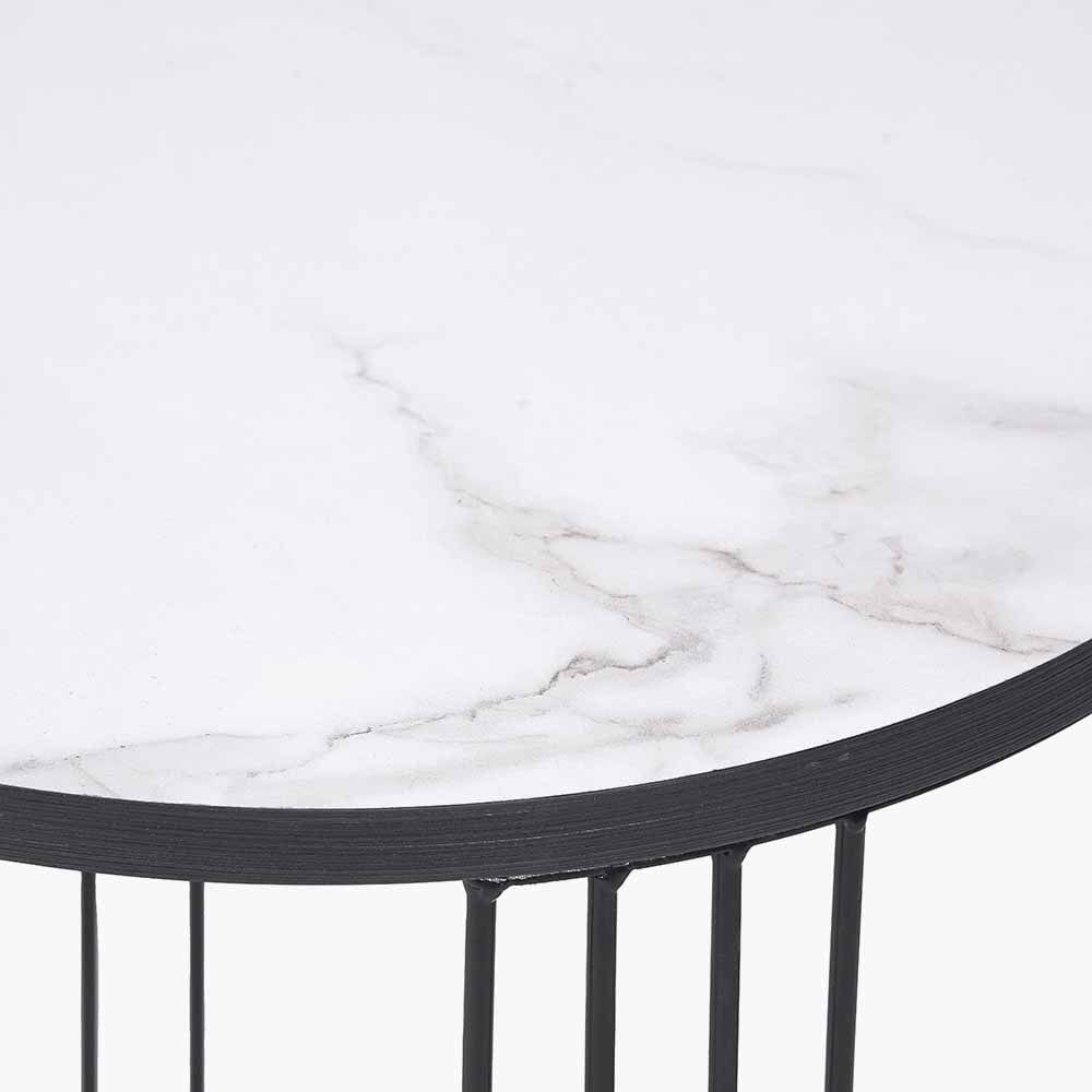 Pacific Lifestyle Living Atri S/2 White Marble Veneer and Black Metal Side Tables House of Isabella UK