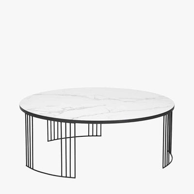 Pacific Lifestyle Living Atri White Marble Veneer and Black Metal Coffee Table House of Isabella UK