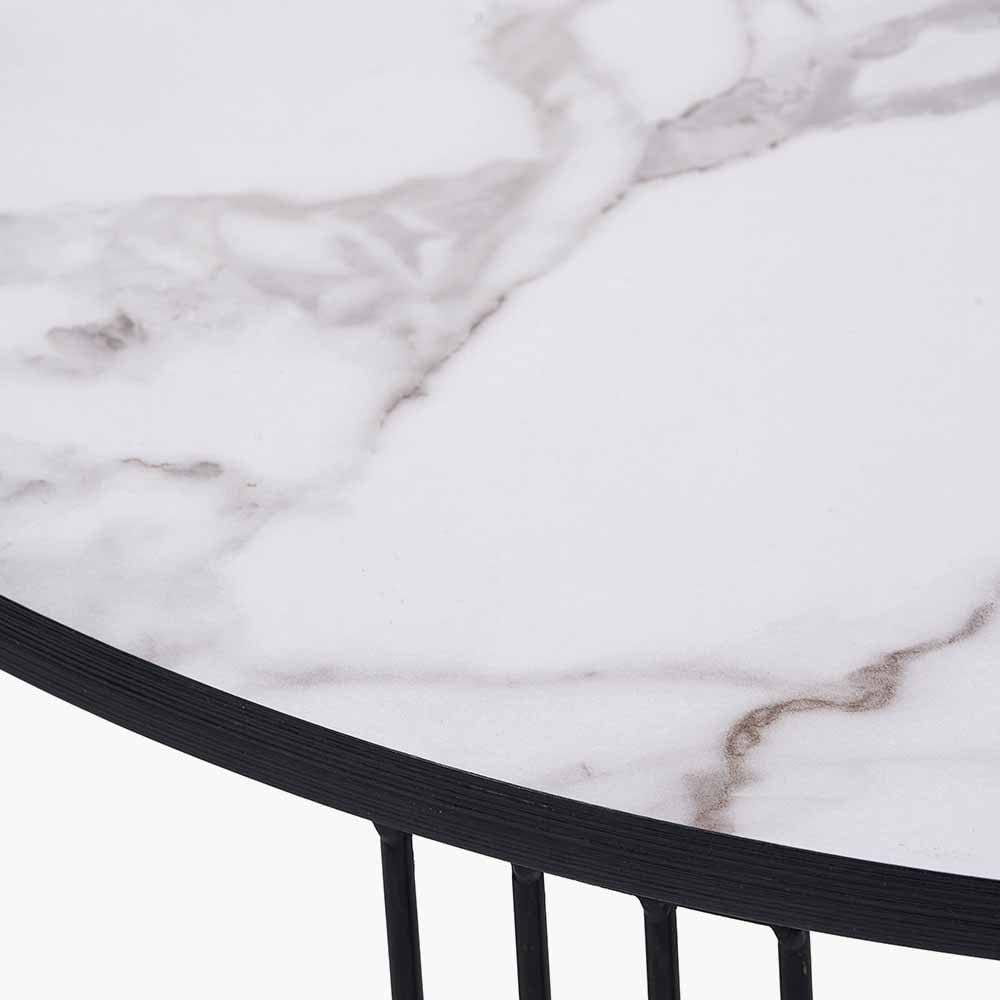 Pacific Lifestyle Living Atri White Marble Veneer and Black Metal Coffee Table House of Isabella UK