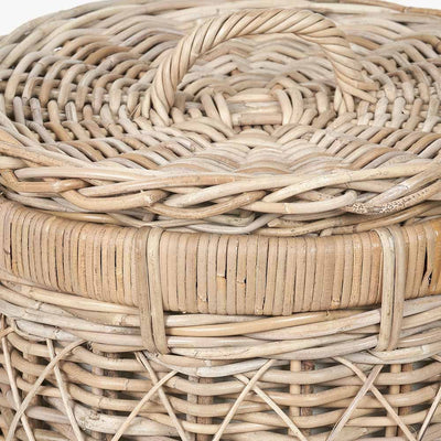 Pacific Lifestyle Living Brown Rattan Round Linen Basket House of Isabella UK