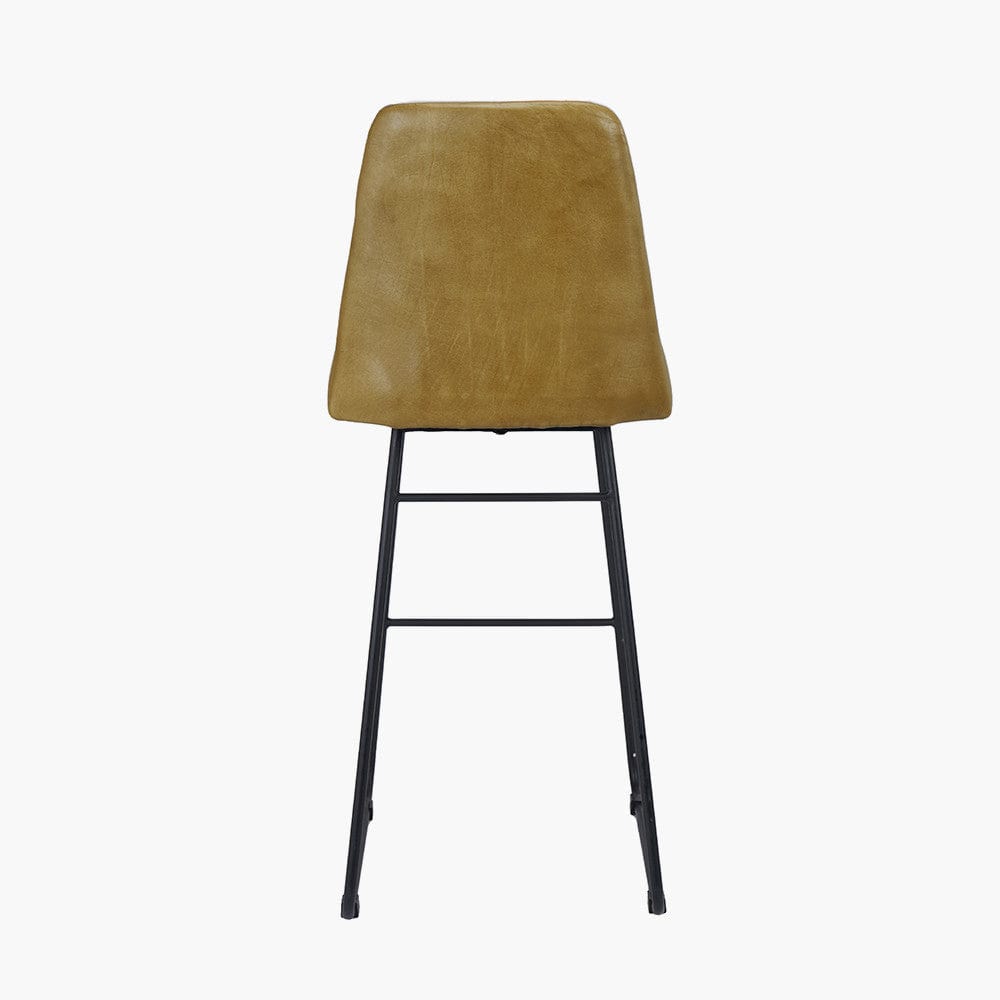 Pacific Lifestyle Living Camillo Mustard Leather Diamond Back Bar Stool House of Isabella UK
