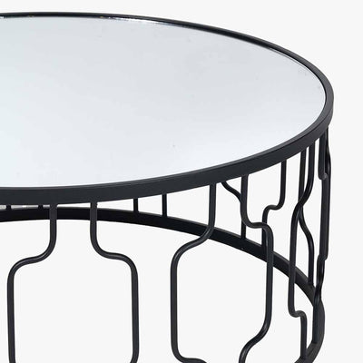 Pacific Lifestyle Living Caprisse Mirrored Glass and Graphite Metal Coffee Table House of Isabella UK