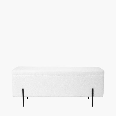 Pacific Lifestyle Living Catania Bouclé Fabric Storage Bench With Black Legs House of Isabella UK