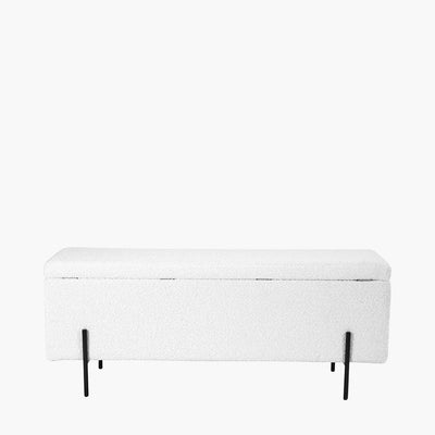 Pacific Lifestyle Living Catania Bouclé Fabric Storage Bench With Black Legs House of Isabella UK