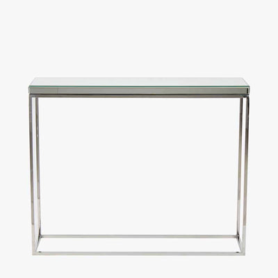 Pacific Lifestyle Living Elysee Mirrored Glass and Silver Metal Console Table House of Isabella UK