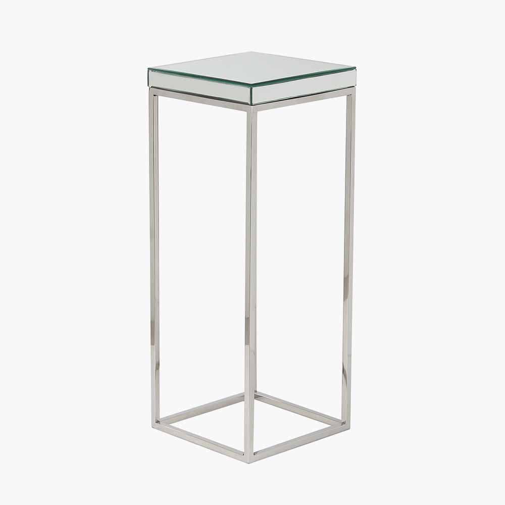 Pacific Lifestyle Living Elysee Mirrored Glass and Silver Metal Square Side Table House of Isabella UK