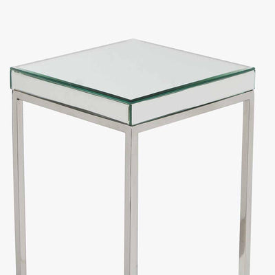 Pacific Lifestyle Living Elysee Mirrored Glass and Silver Metal Square Side Table House of Isabella UK