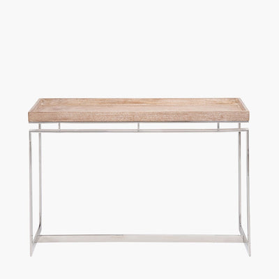 Pacific Lifestyle Living Evelyn Natural Antique Finish Mango Wood and Silver Metal Console Table House of Isabella UK