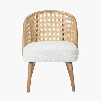 Pacific Lifestyle Living Genoa Bouclé Fabric, Natural Pine Wood and Rattan Chair House of Isabella UK