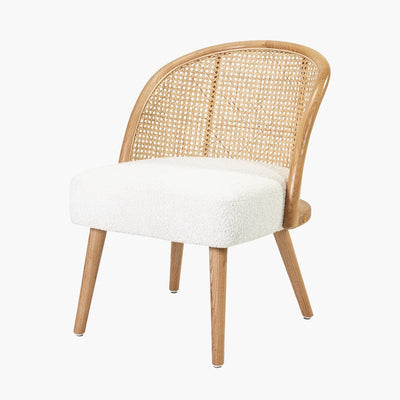 Pacific Lifestyle Living Genoa Bouclé Fabric, Natural Pine Wood and Rattan Chair House of Isabella UK
