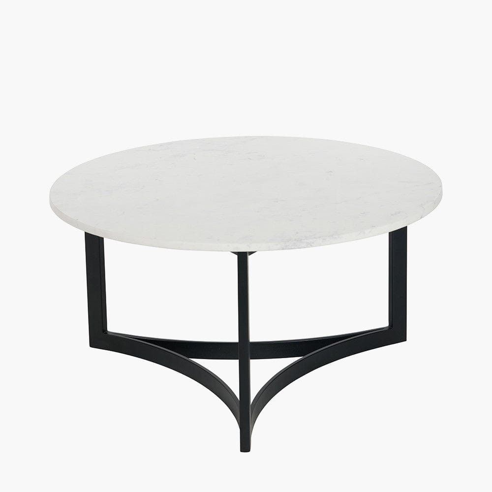 Pacific Lifestyle Living Hendrick White Marble and Black Metal Coffee Table House of Isabella UK