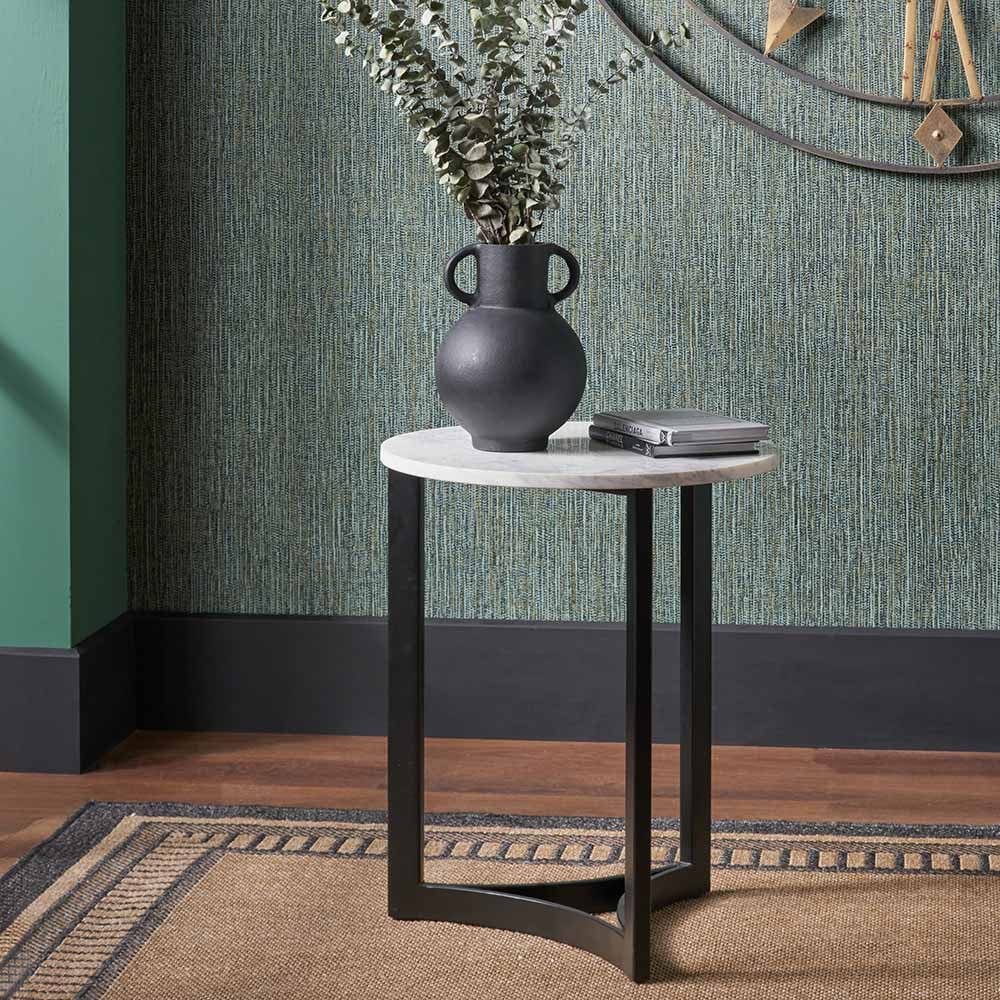 Pacific Lifestyle Living Hendrick White Marble and Black Metal Side Table House of Isabella UK