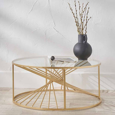 Pacific Lifestyle Living Liberty Glass and Gold Metal Coffee Table House of Isabella UK