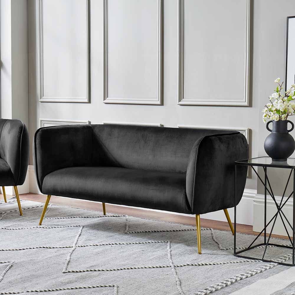 Pacific Lifestyle Living Lucca Black Velvet and Metal Sofa House of Isabella UK