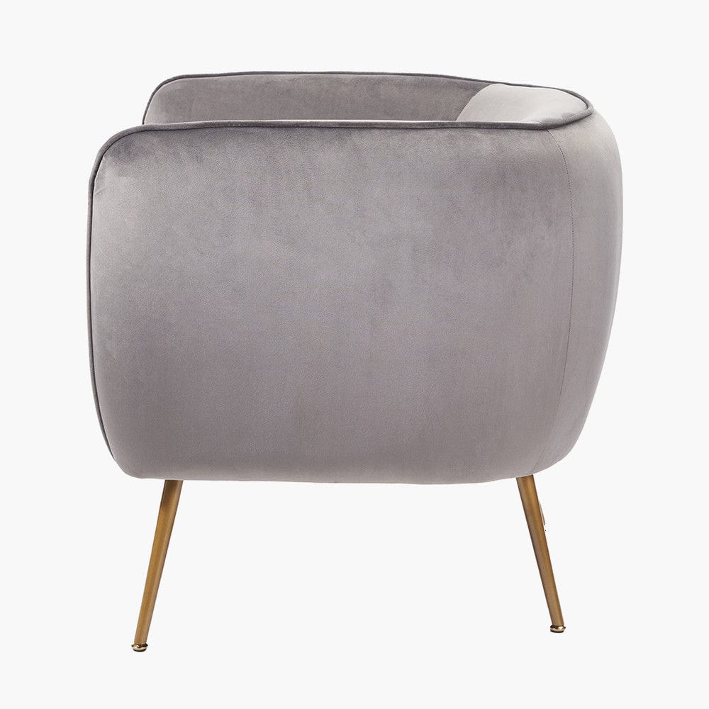 Pacific Lifestyle Living Lucca Dove Grey Velvet and Metal Armchair House of Isabella UK
