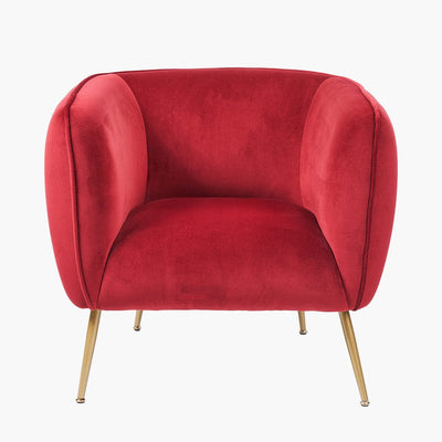Pacific Lifestyle Living Lucca Red Velvet and Metal Armchair House of Isabella UK