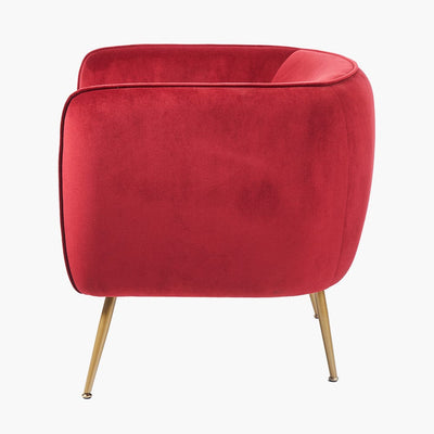 Pacific Lifestyle Living Lucca Red Velvet and Metal Armchair House of Isabella UK