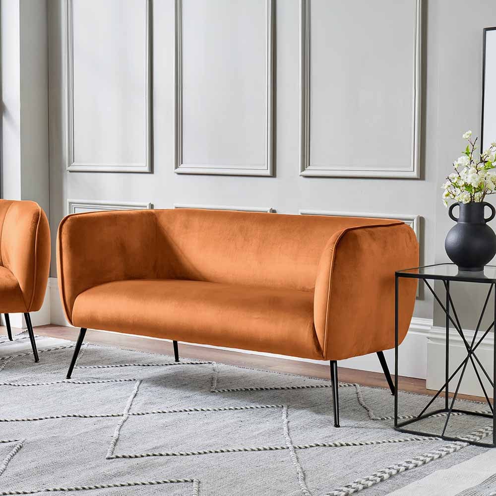 Pacific Lifestyle Living Lucca Tobacco Velvet and Metal Sofa House of Isabella UK