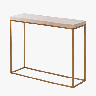 Pacific Lifestyle Living Madison Beige Granite and Burnished Gold Metal Console Table House of Isabella UK