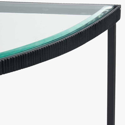 Pacific Lifestyle Living Marazzi Bevelled Glass and Black Metal Half Moon Console Table House of Isabella UK