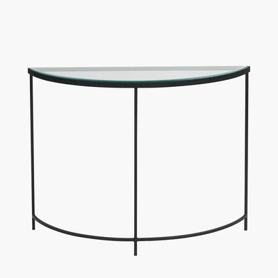 Pacific Lifestyle Living Marazzi Bevelled Glass and Black Metal Half Moon Console Table House of Isabella UK